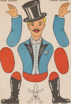Vykort Klippdockkort Cirkus Reibusch Direktör Reibusch Obeg