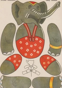 Vykort Klippdockkort Cirkus Reibusch Nelly Snabel Obeg